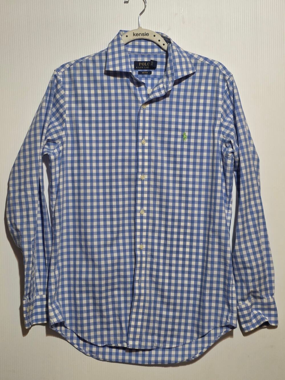 Polo Ralph Lauren Size S Blue White Gingham Plaid Long Sleeve Button Down Shirt